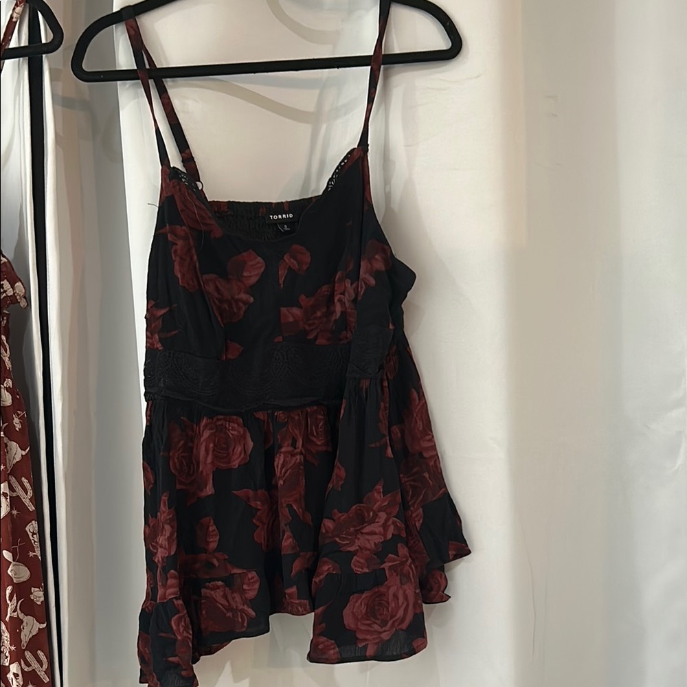 Torrid Black and Red Floral Camisole